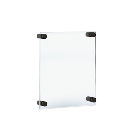 Azar Displays Floating Acrylic Wall Frame with Black Stand Off Caps 105514-BLK